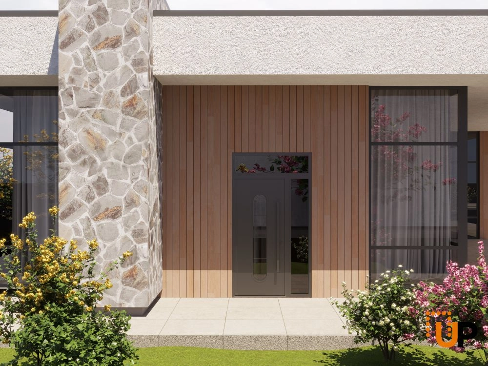 Single swing metal-aluminum modern exterior door with triplex glass | Ronex 0521 Black | 50 x 92 (36+14 x 80+12) photo#3