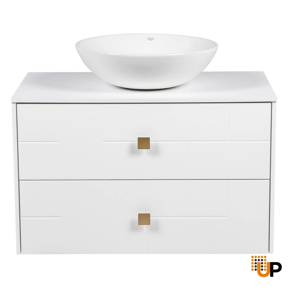 Modern Free Standing Bathroom Vanity with Washbasin | Dune White Matte Collection | Non-Toxic Fire-Resistant MDF photo#5