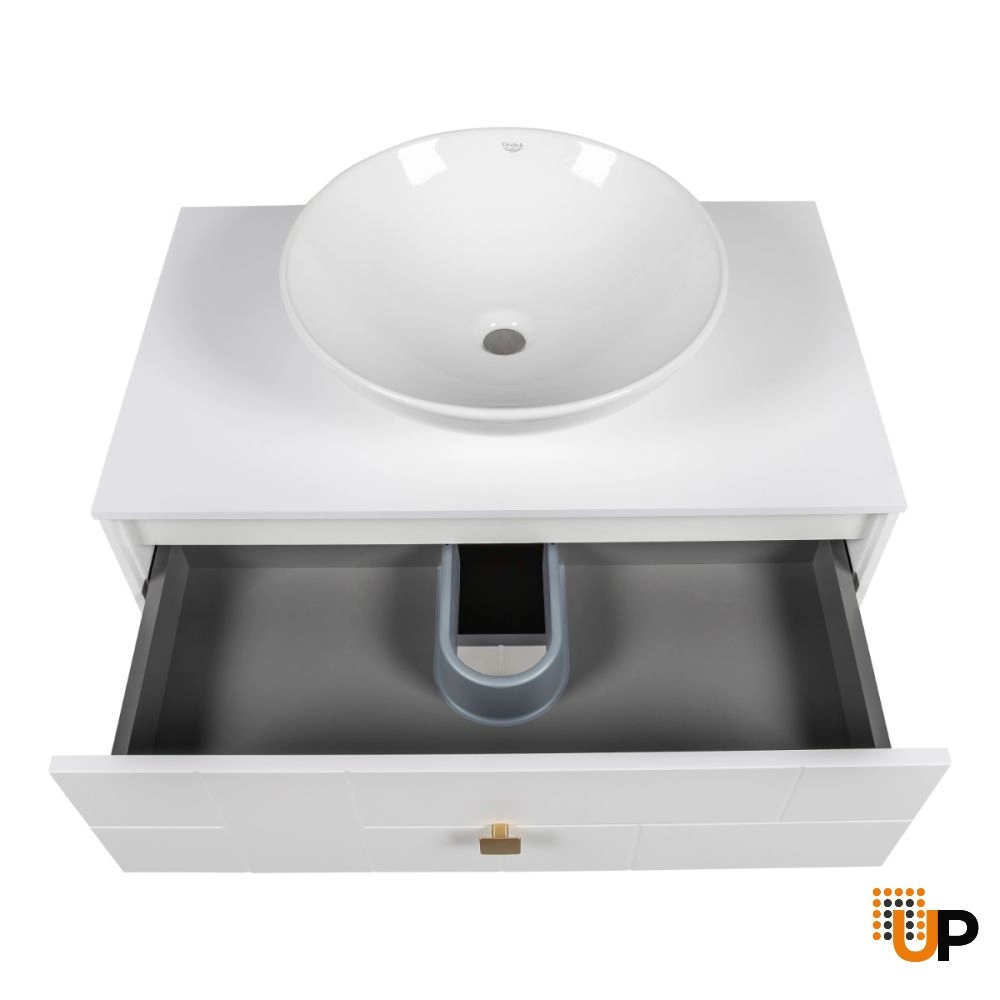 Modern Free Standing Bathroom Vanity with Washbasin | Dune White Matte Collection | Non-Toxic Fire-Resistant MDF photo#6