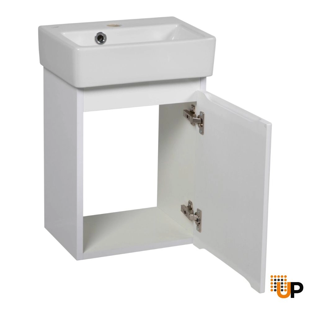 Modern Wall-Mounted Bathroom MINI-Vanity with Washbasin | Comfort White High Gloss Collection | Non-Toxic Fire-Resistant MDF photo#3