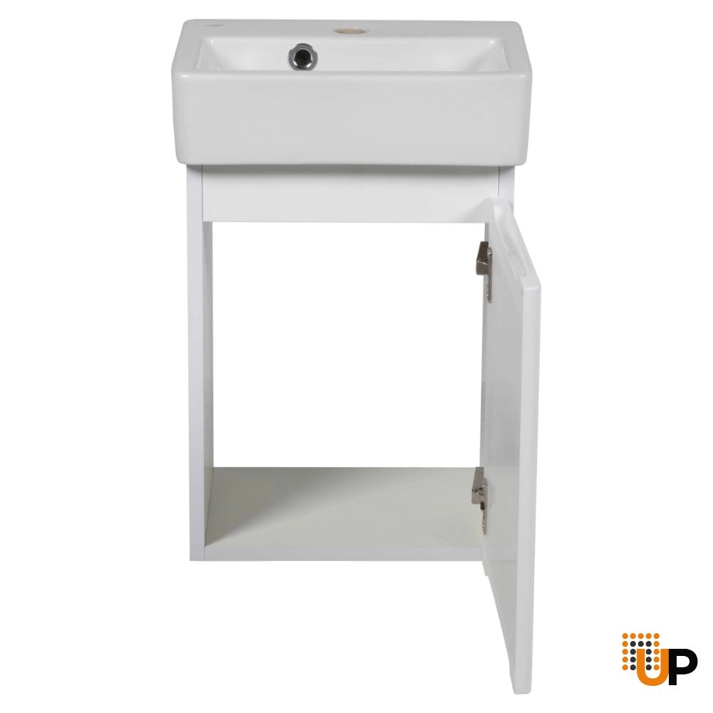 Modern Wall-Mounted Bathroom MINI-Vanity with Washbasin | Comfort White High Gloss Collection | Non-Toxic Fire-Resistant MDF photo#4