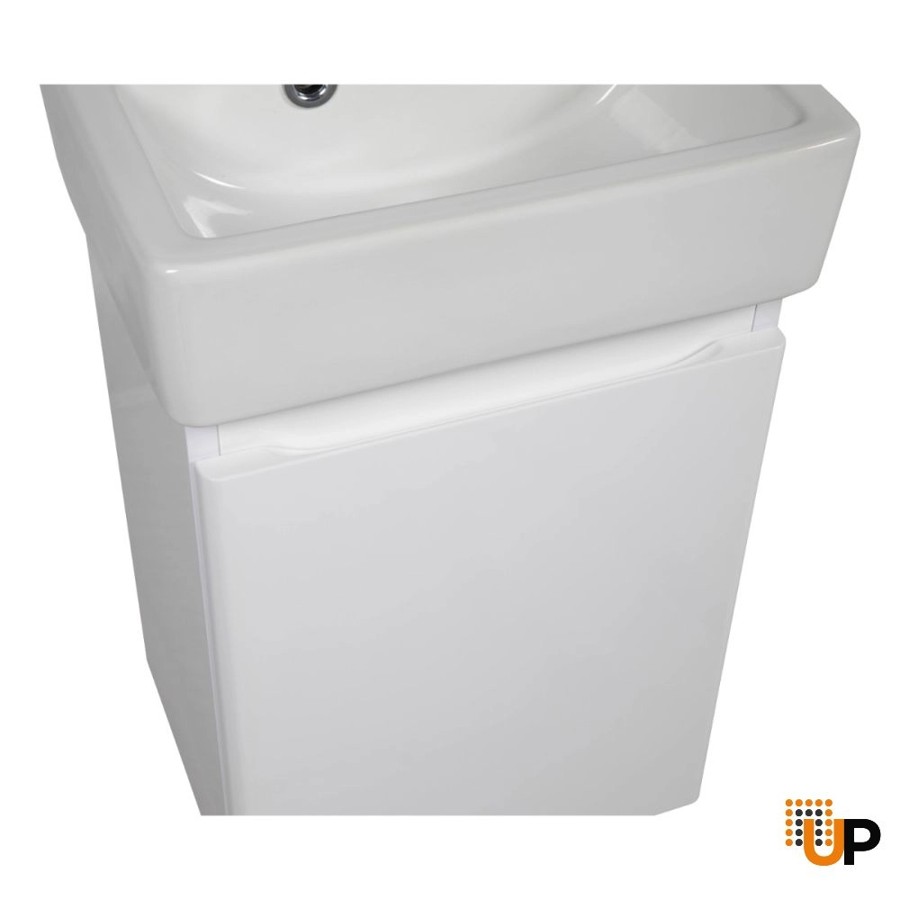 Modern Wall-Mounted Bathroom MINI-Vanity with Washbasin | Comfort White High Gloss Collection | Non-Toxic Fire-Resistant MDF photo#5