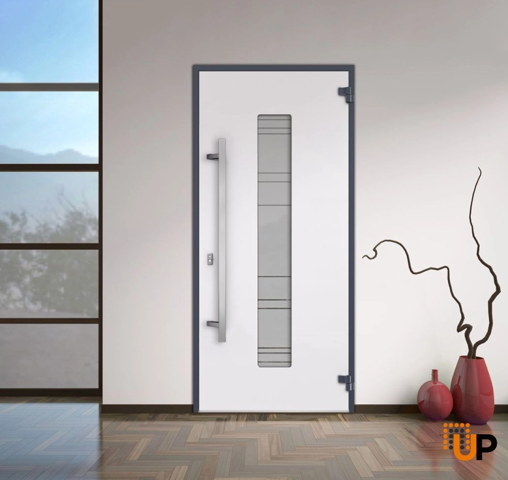 Single swing metal-aluminum modern exterior door with triplex | Deux 0757 Gray Graphite | 36 x 80 photo#4