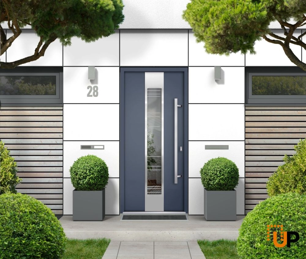 Single swing metal-aluminum modern exterior door with triplex | Deux 5755 Gray Graphite | 36 x 80 photo#2