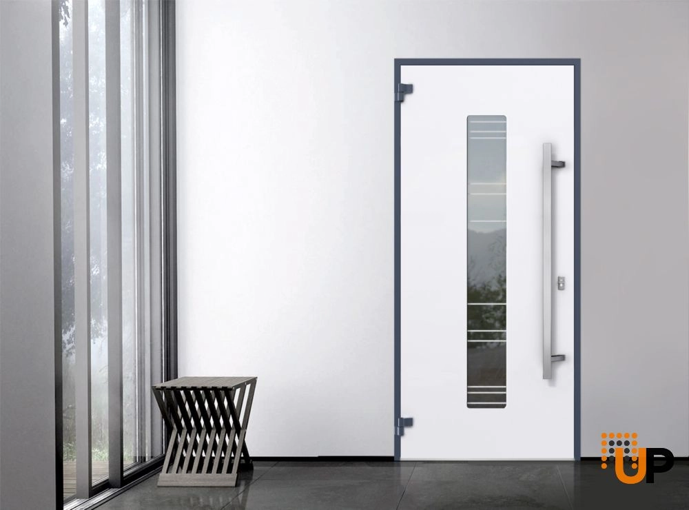 Single swing metal-aluminum modern exterior door with triplex | Deux 5755 Gray Graphite | 36 x 80 photo#3