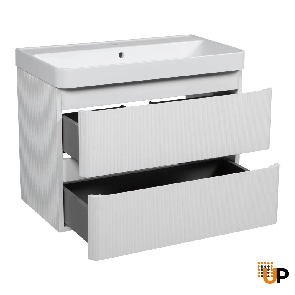Modern Wall-Mounted Bathroom Vanity with Washbasin | Luxury White Matte Collection | Non-Toxic Fire-Resistant MDF-36" photo#3