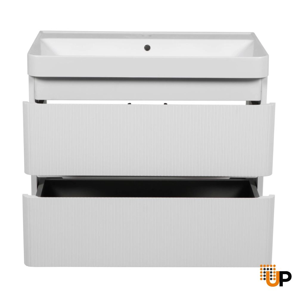 Modern Wall-Mounted Bathroom Vanity with Washbasin | Luxury White Matte Collection | Non-Toxic Fire-Resistant MDF photo#4
