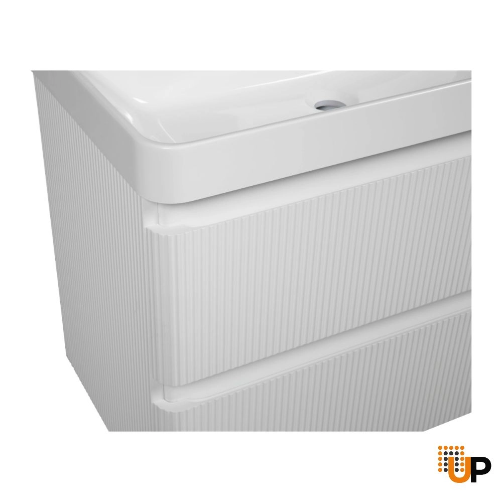 Modern Wall-Mounted Bathroom Vanity with Washbasin | Luxury White Matte Collection | Non-Toxic Fire-Resistant MDF photo#6