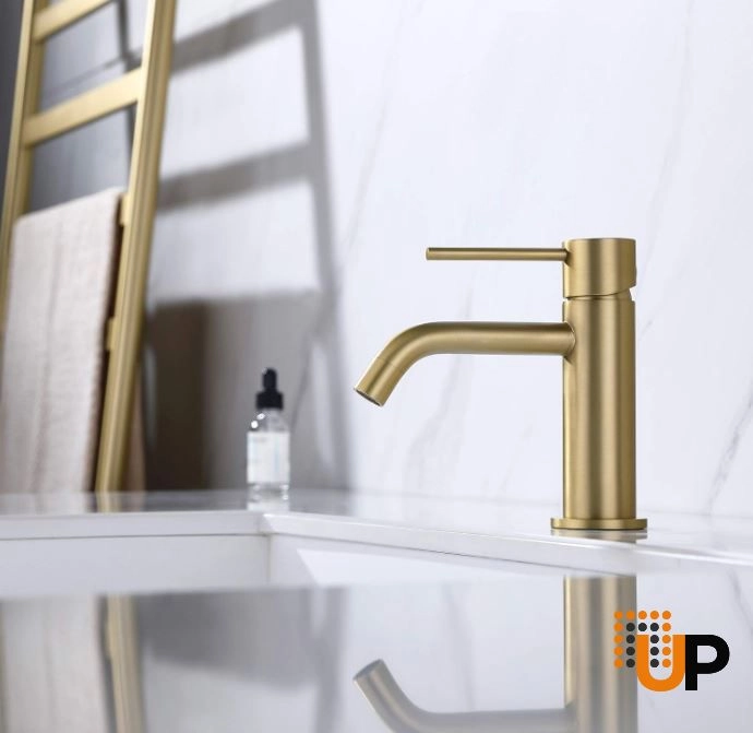 Brushed Gold Sink Faucet, Single Handle Bathroom Faucet for Sink 1 Hole, Lavatory Vanity Tap photo#5