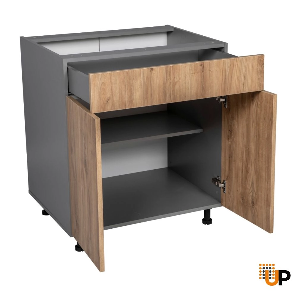 24" Base Cabinet Double Door Single Drawer with Natural Teak door photo#2