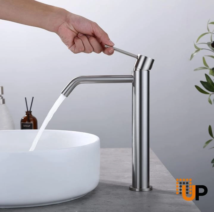Brushed Nickel Vessel Sink Faucet, Single Handle Bathroom Faucet for Sink 1 Hole, Lavatory Vanity Tap photo#5