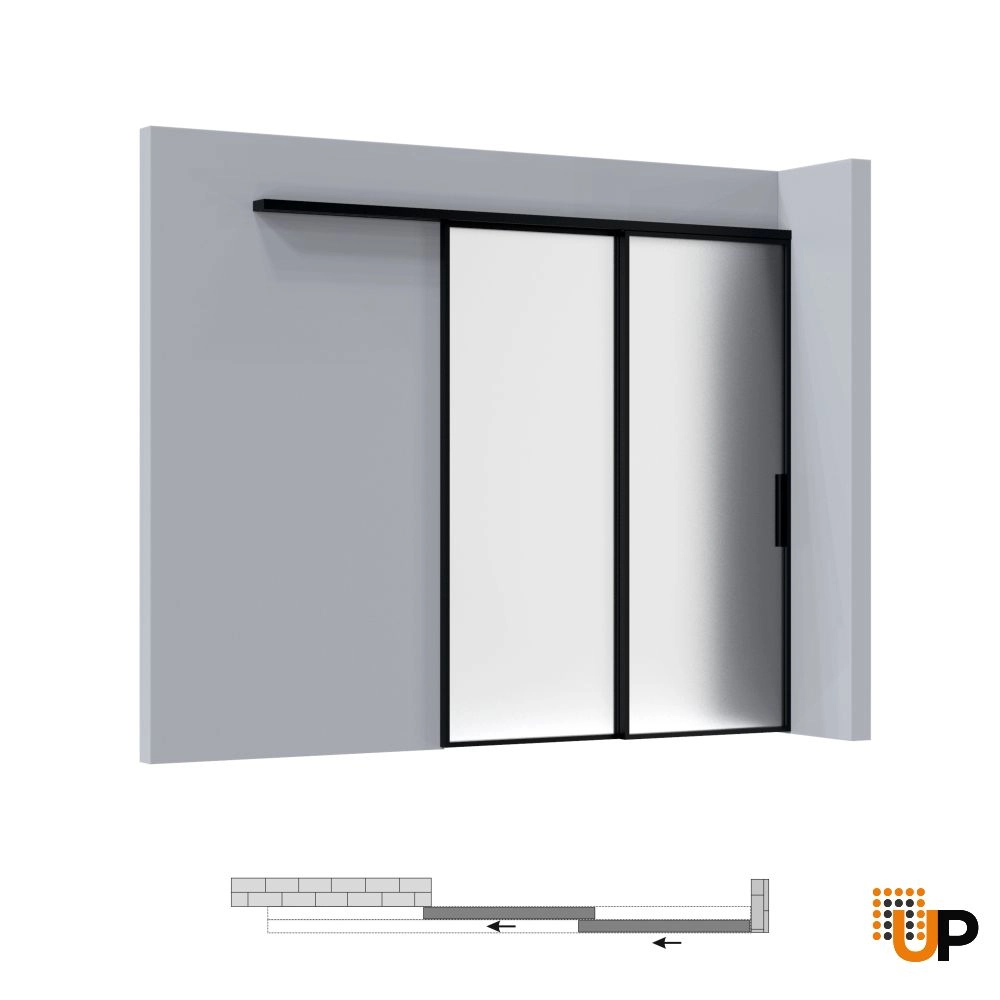 Lumo 1900 interior barn bypass door 48x80 (2* 24x80) black aluminum Photo #5