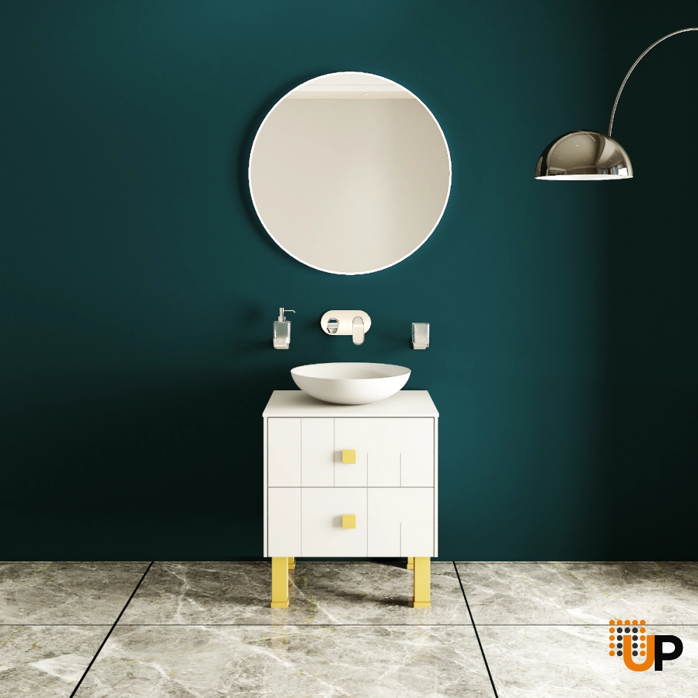 Modern Free Standing Bathroom Vanity with Washbasin | Dune White Matte Collection | Non-Toxic Fire-Resistant MDF photo#2