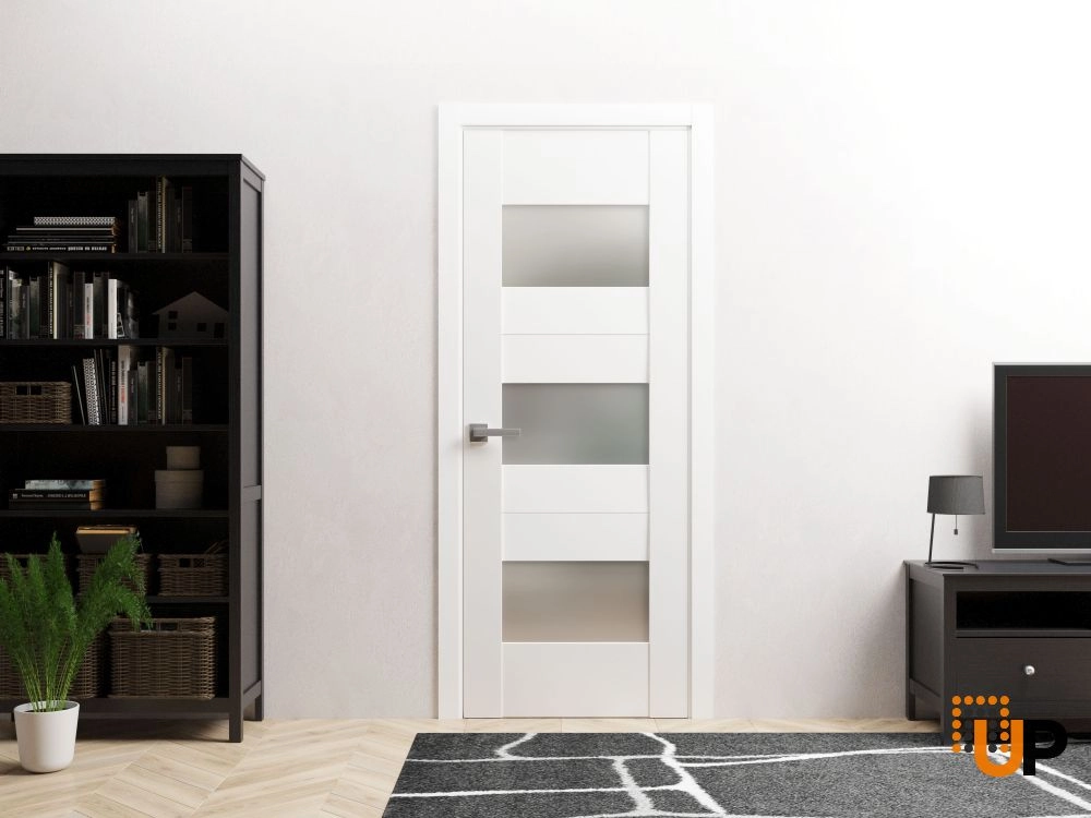 Single solid core interior swing door with frosted glass | Sete 6003 White | 18 x 80 photo#4