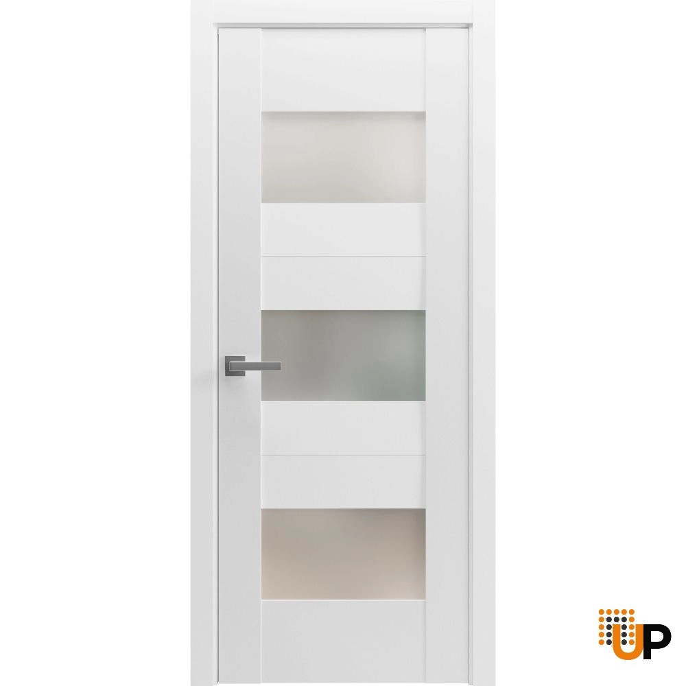 Single solid core interior swing door with frosted glass | Sete 6003 White | 18 x 80 photo#1
