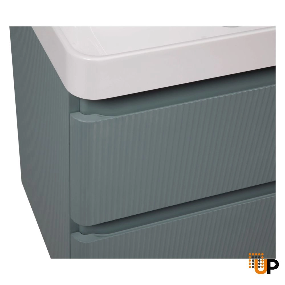 Modern Wall-Mounted Bathroom Vanity with Washbasin | Luxury Green Matte Collection | Non-Toxic Fire-Resistant MDF photo#7