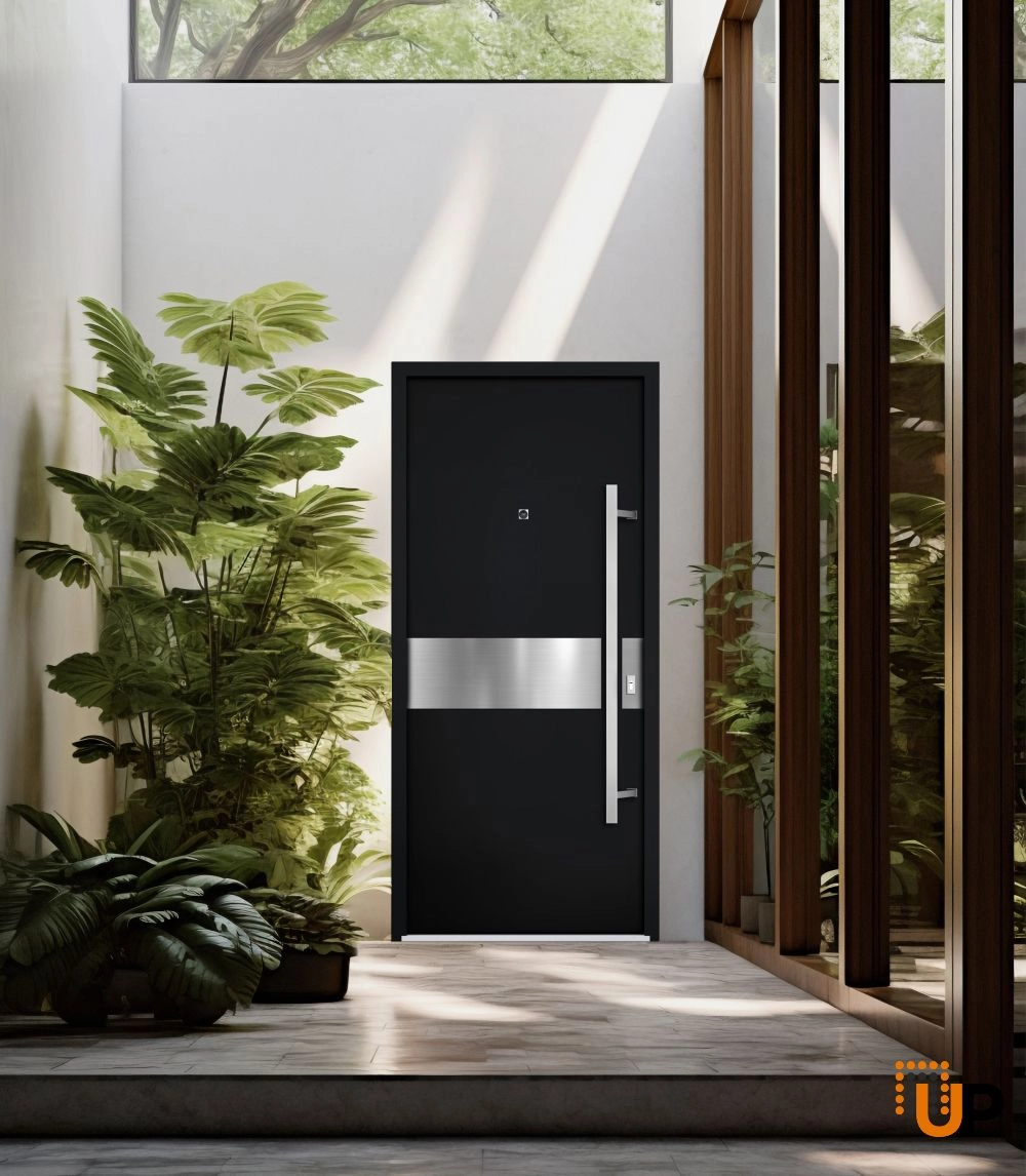 Single swing metal-aluminum modern exterior door | Deux 6072 Black | 36 x 80 photo#3