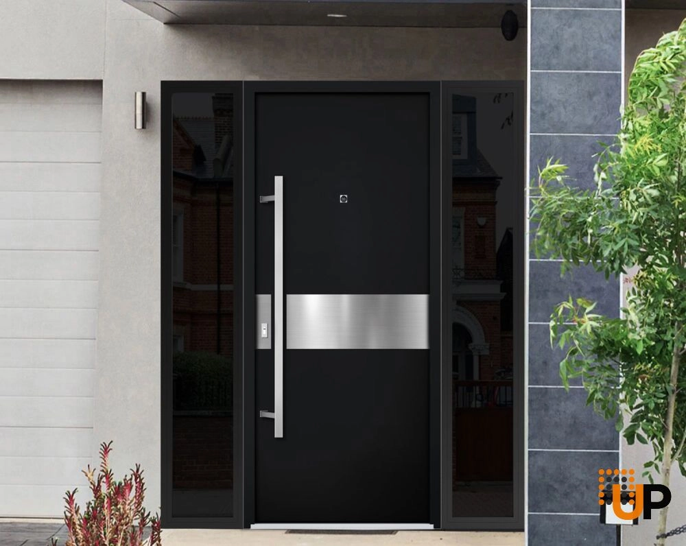 Single swing metal-aluminum modern exterior door | Deux 6072 Black | 64 x 80 photo#3