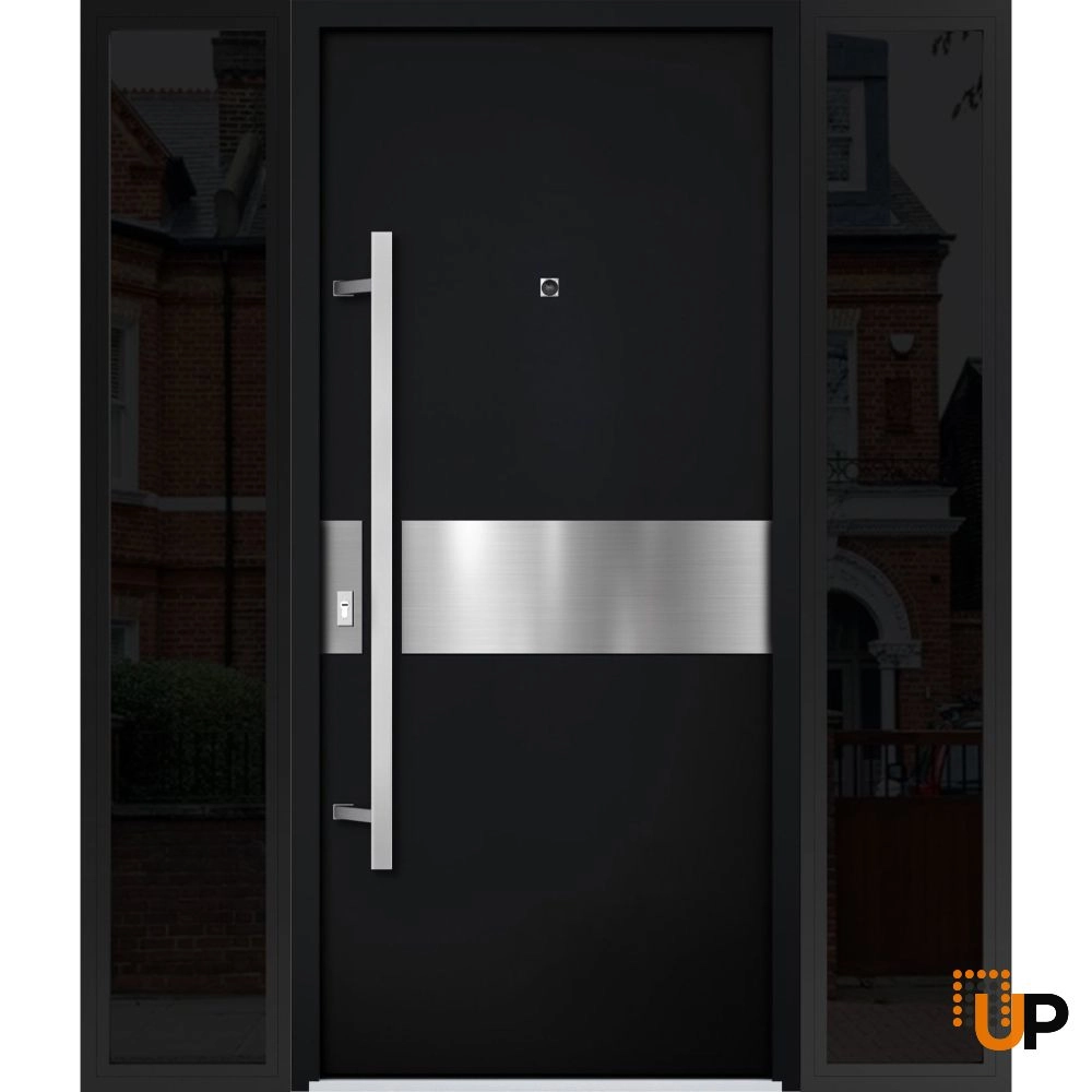 Single swing metal-aluminum modern exterior door | Deux 6072 Black | 64 x 80 photo#1