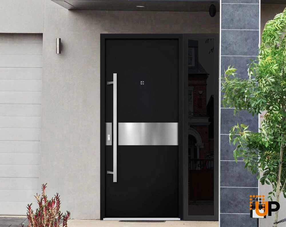 Single swing metal-aluminum modern exterior door | Deux 6072 Black | 48 x 80 photo#3