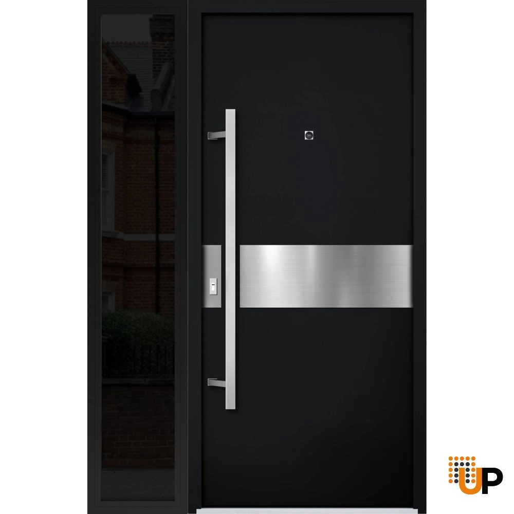Single swing metal-aluminum modern exterior door | Deux 6072 Black | 48 x 80 photo#1