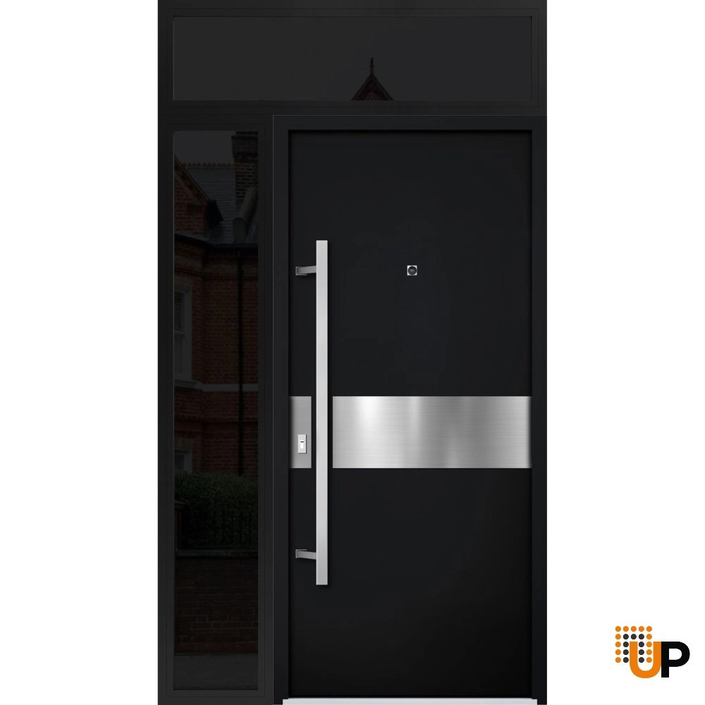 Single swing metal-aluminum modern exterior door | Deux 6072 Black | 48 x 96 photo#1