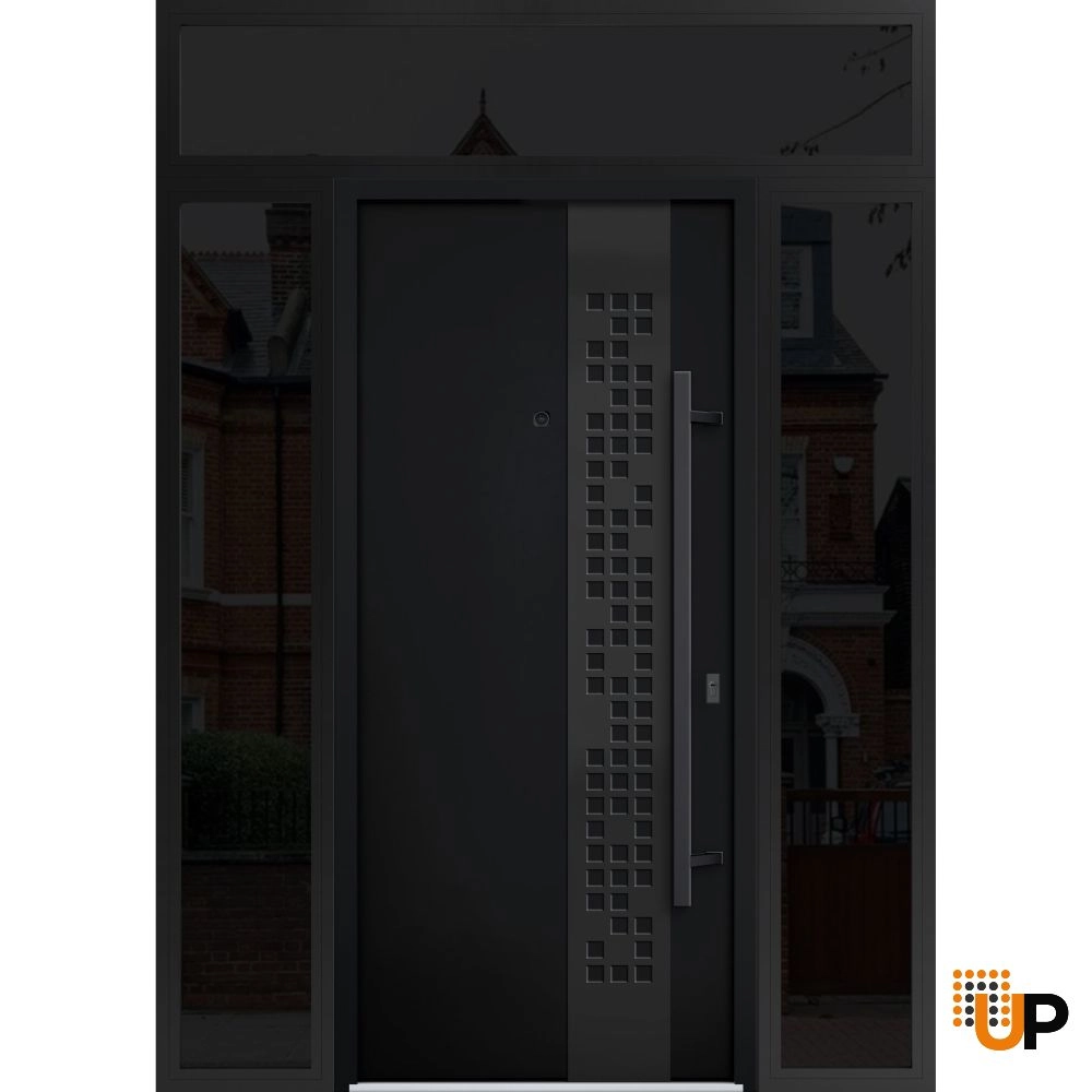 Single swing metal-aluminum modern exterior door | Deux 6078 Black | 60 x 96 photo#1