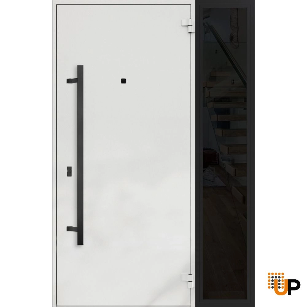 Single swing metal-aluminum modern exterior door | Deux 6078 Black | 48 x 80 photo#2