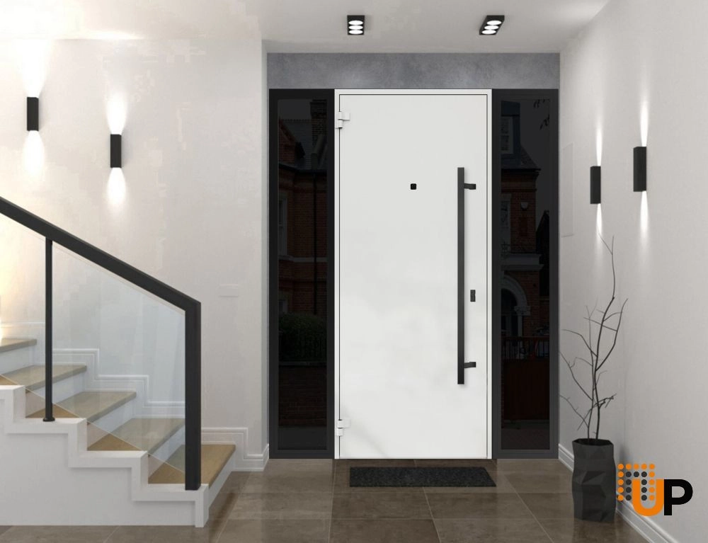Single swing metal-aluminum modern exterior door | Deux 6078 Black | 68 x 80 photo#4