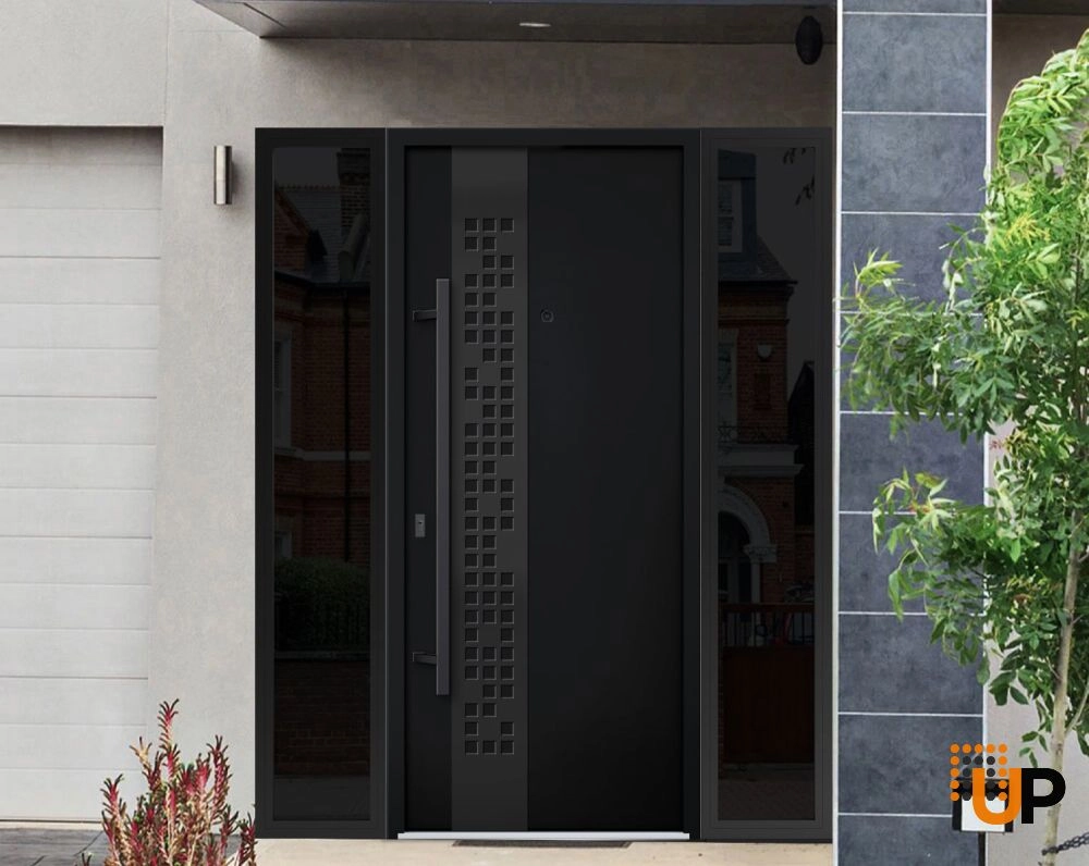 Single swing metal-aluminum modern exterior door | Deux 6078 Black | 68 x 80 photo#3