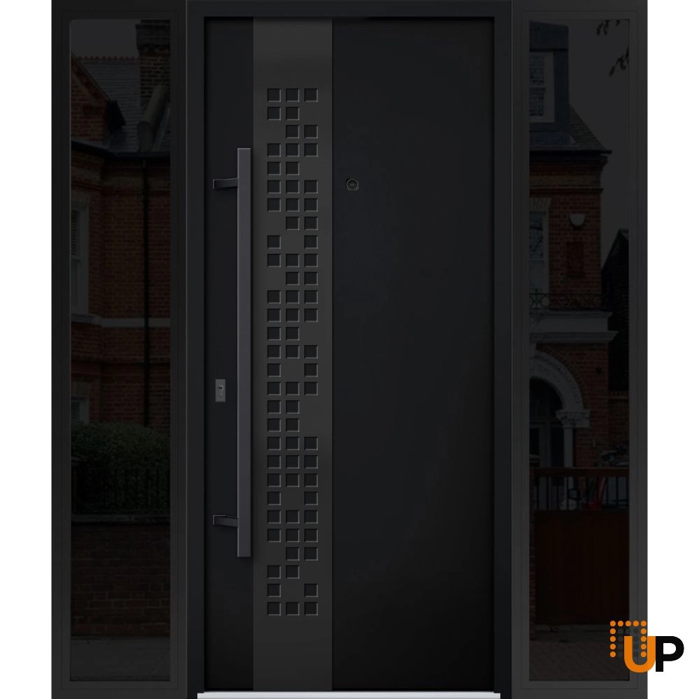 Single swing metal-aluminum modern exterior door | Deux 6078 Black | 68 x 80 photo#1