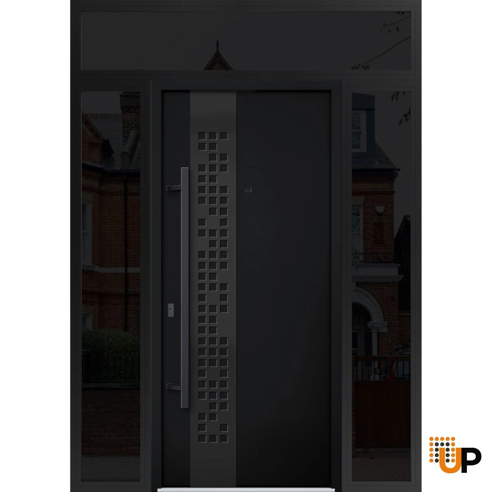 Single swing metal-aluminum modern exterior door | Deux 6078 Black | 60 x 96 photo#1