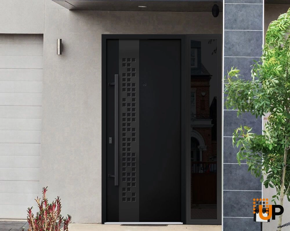 Single swing metal-aluminum modern exterior door | Deux 6078 Black | 48 x 80 photo#3