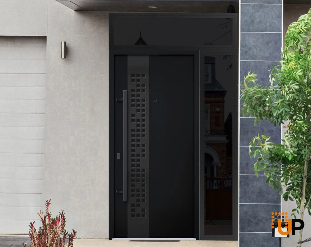 Single swing metal-aluminum modern exterior door | Deux 6078 Black | 48 x 96 photo#3