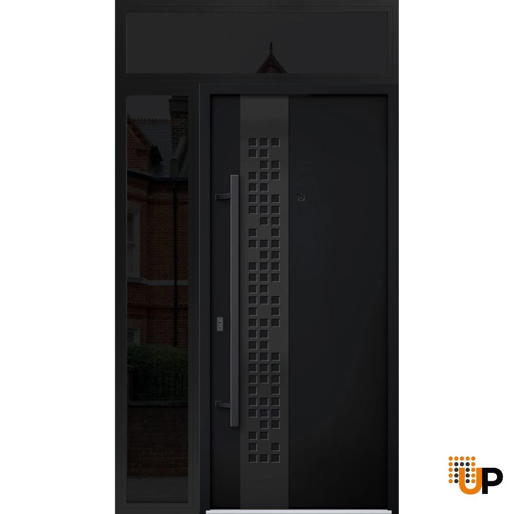Single swing metal-aluminum modern exterior door | Deux 6078 Black | 48 x 96 photo#1