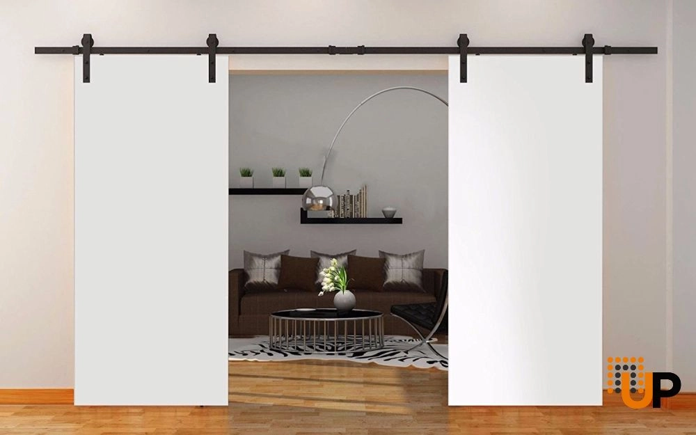 Double solid wood with honeycomb sliding french interior barn double door | Planum 0010 White | 36 x 80 (2* 18x80) photo#2