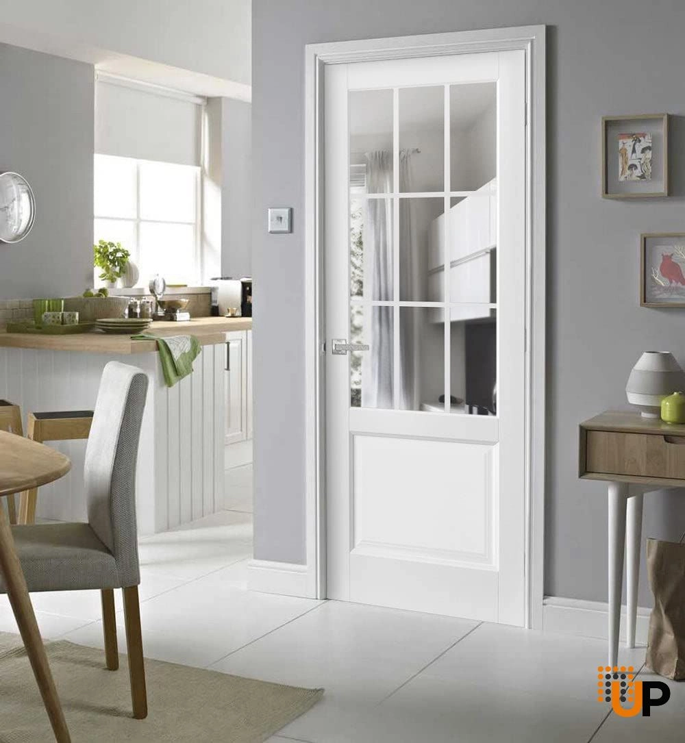 Single solid core classic interior swing door with clear glass | Felicia 3599 White | 18 x 80 photo#3