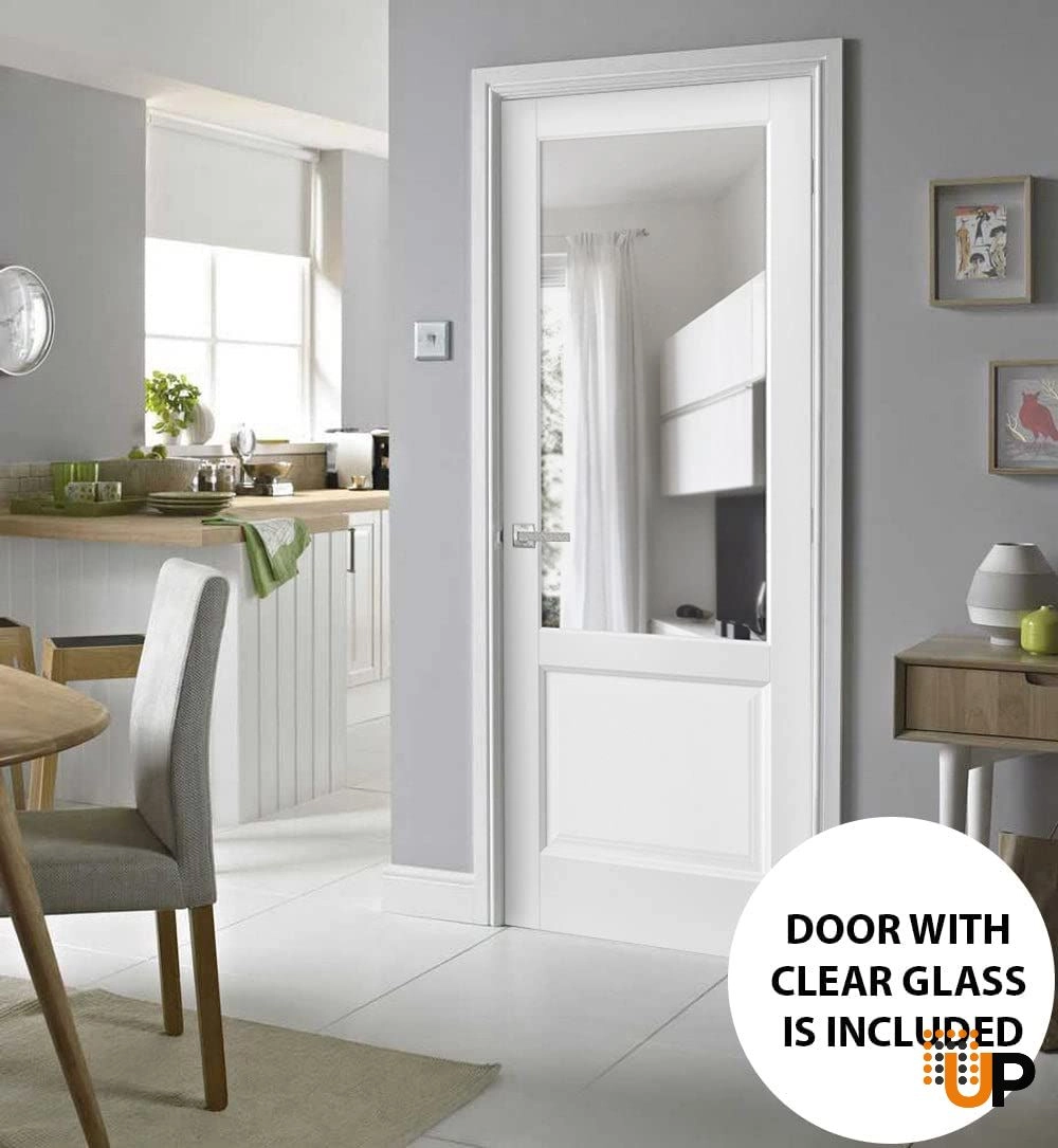Single solid core classic interior swing door with clear glass | Lucia 1533 White | 18 x 80 photo#5