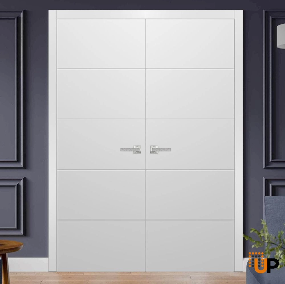 Double solid wood with honeycomb french interior swing double door | Planum 0770 Painted White | 36 x 80 (2* 18x80) photo#2