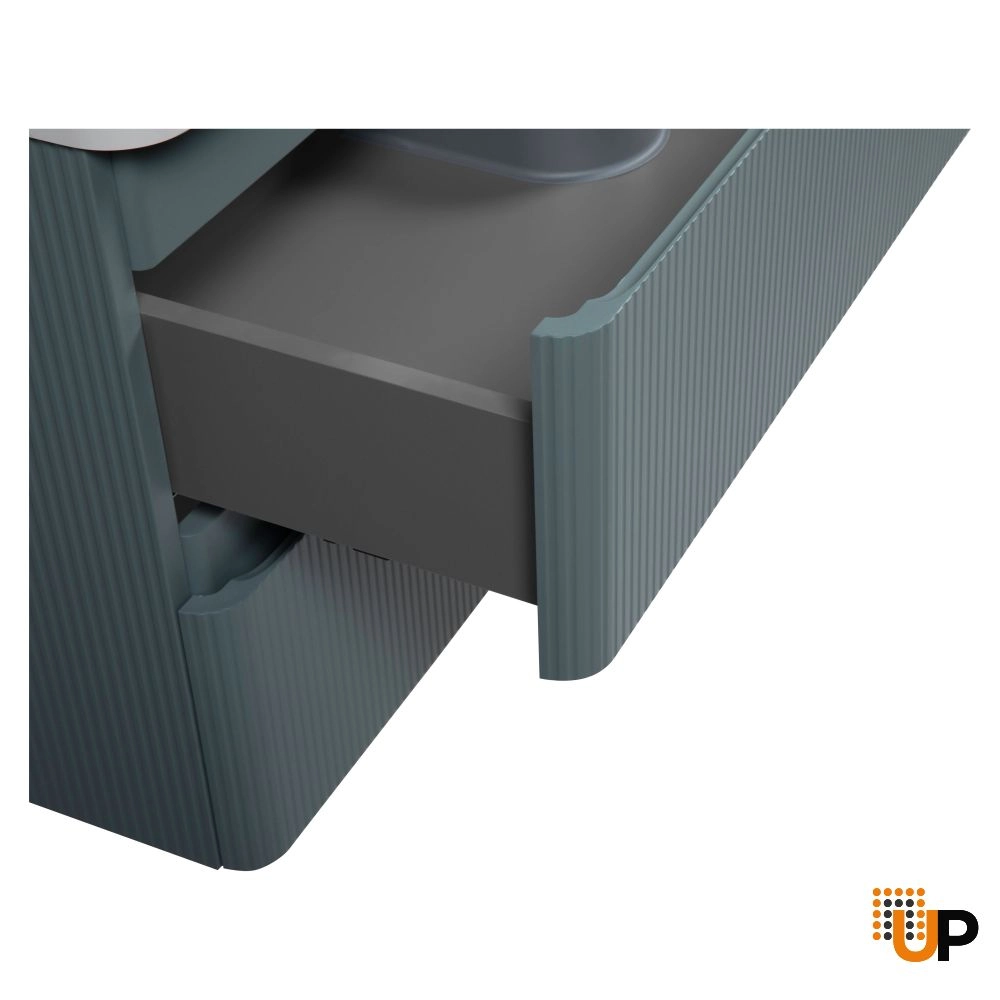 Modern Wall-Mounted Bathroom Vanity with Washbasin | Luxury Green Matte Collection | Non-Toxic Fire-Resistant MDF-36" photo#5