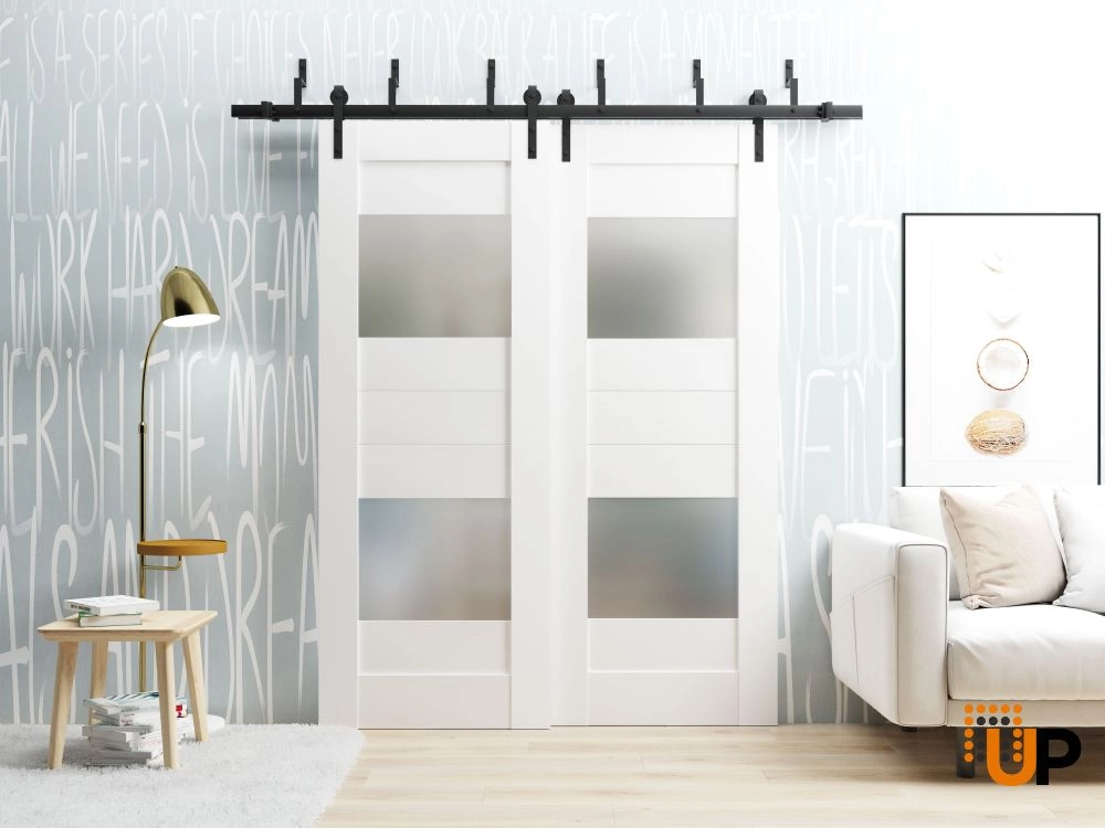 Single solid core interior door slab with frosted glass | Sete 6222 White | 18 x 80 photo#2