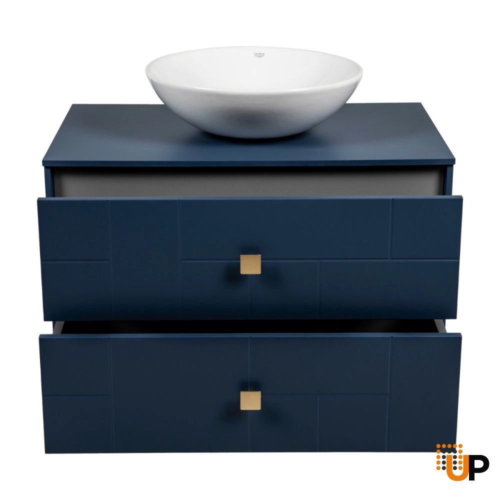 Modern Wall-Mount Bathroom Vanity with Washbasin | Dune Blue Matte Collection | Non-Toxic Fire-Resistant MDF photo#4