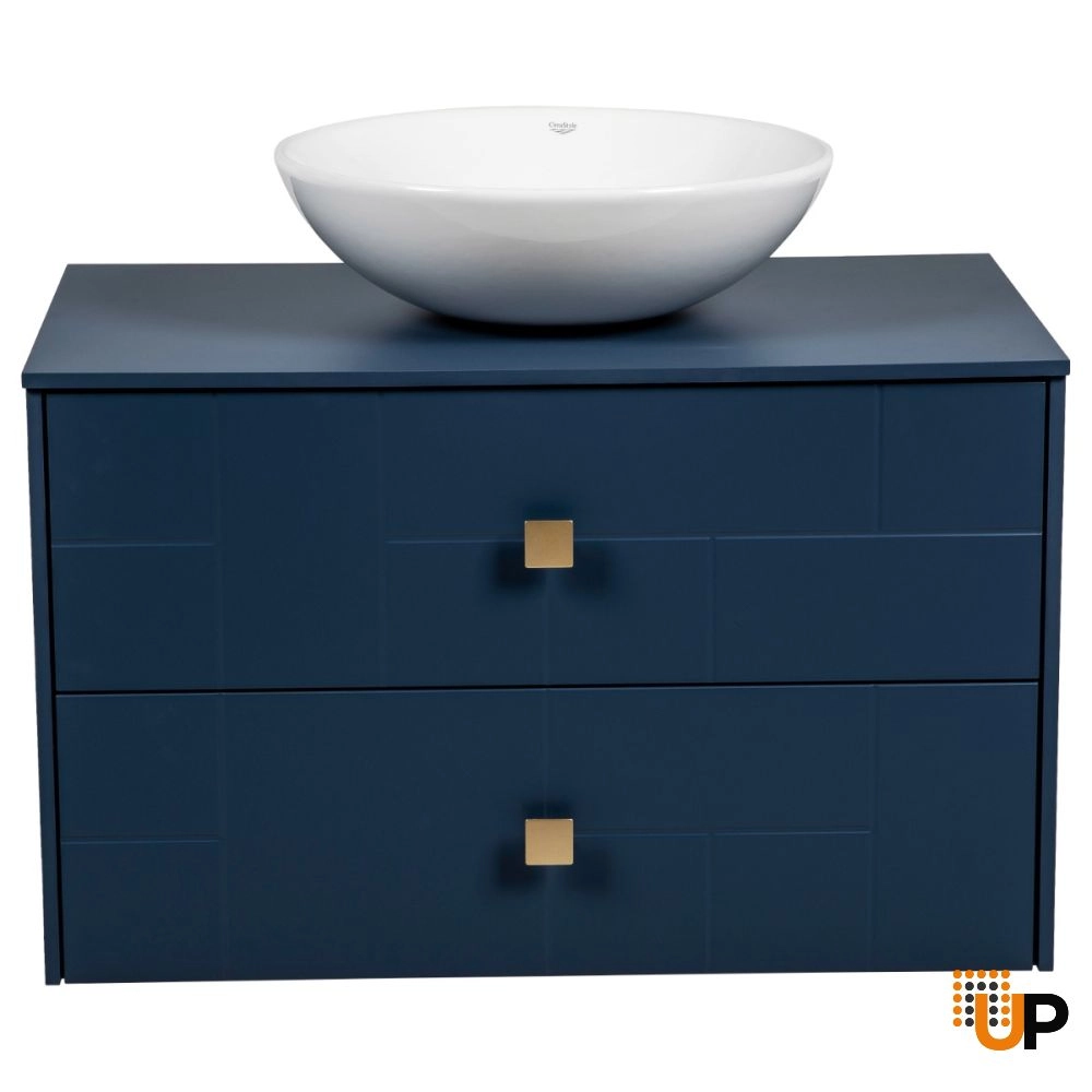Modern Wall-Mount Bathroom Vanity with Washbasin | Dune Blue Matte Collection | Non-Toxic Fire-Resistant MDF photo#5