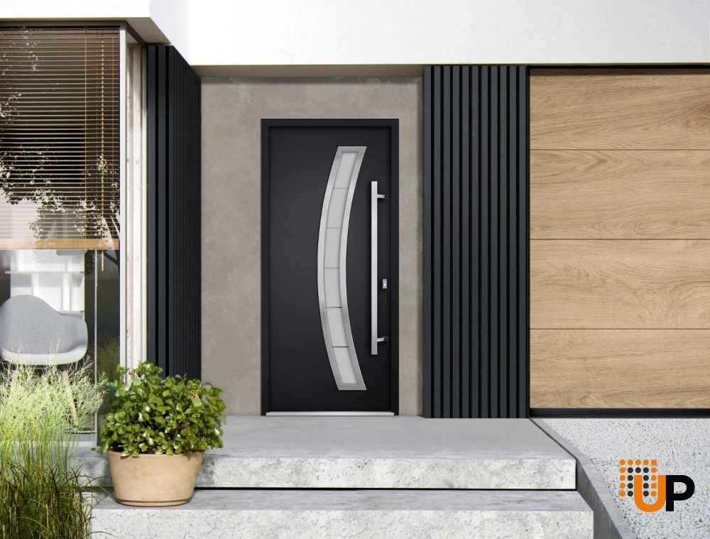 Single swing metal-aluminum modern exterior door with triplex | Deux 6500 Black | 36 x 80 photo#2