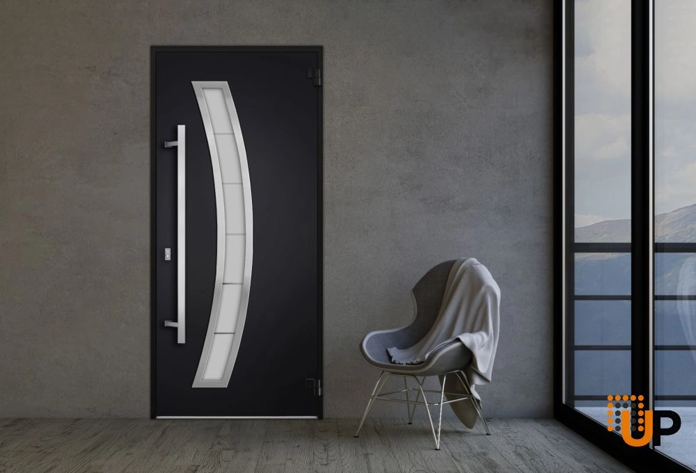 Single swing metal-aluminum modern exterior door with triplex | Deux 6500 Black | 36 x 80 photo#3