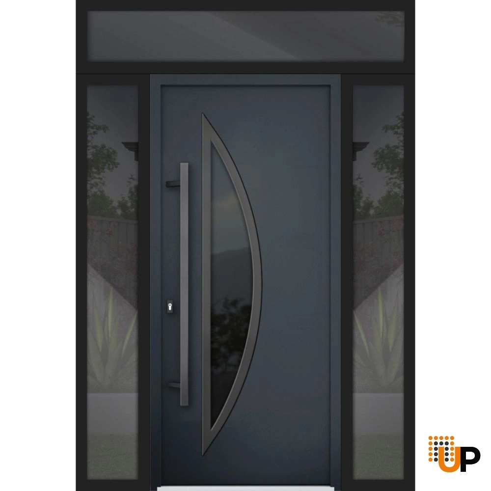 Single swing metal-aluminum modern exterior door with triplex | Deux 6501 Antracite | 60 x 96 photo#1