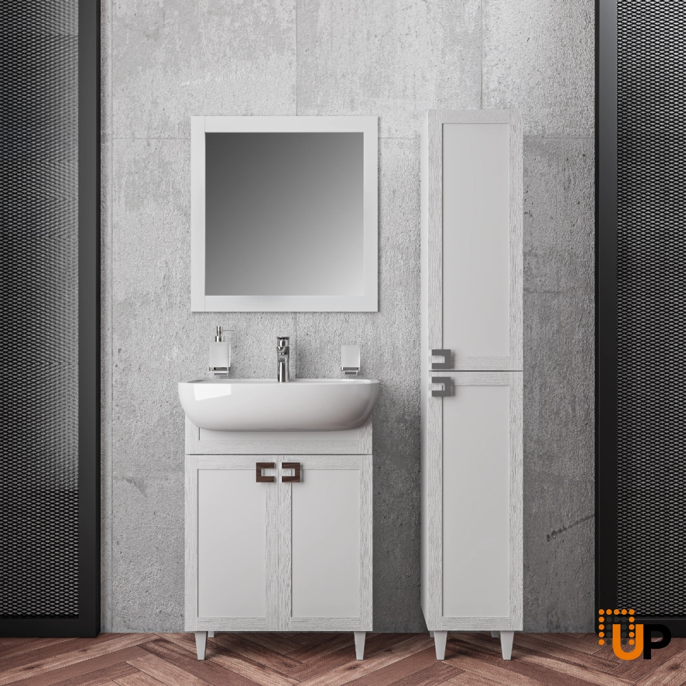 Modern Free standing Bathroom Vanity with Washbasin | Woodmix White Matte Collection | Non-Toxic Fire-Resistant MDF photo#2