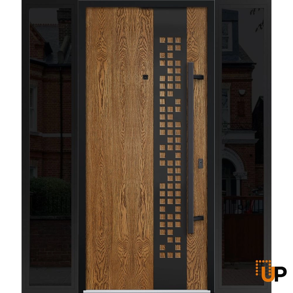 Single swing metal-aluminum modern exterior door | Deux 6678 Oak | 60 x 80 photo#1