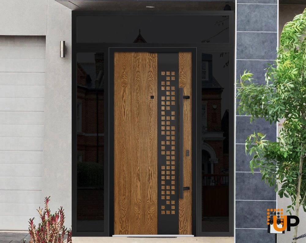 Single swing metal-aluminum modern exterior door | Deux 6678 Oak | 60 x 96 photo#3