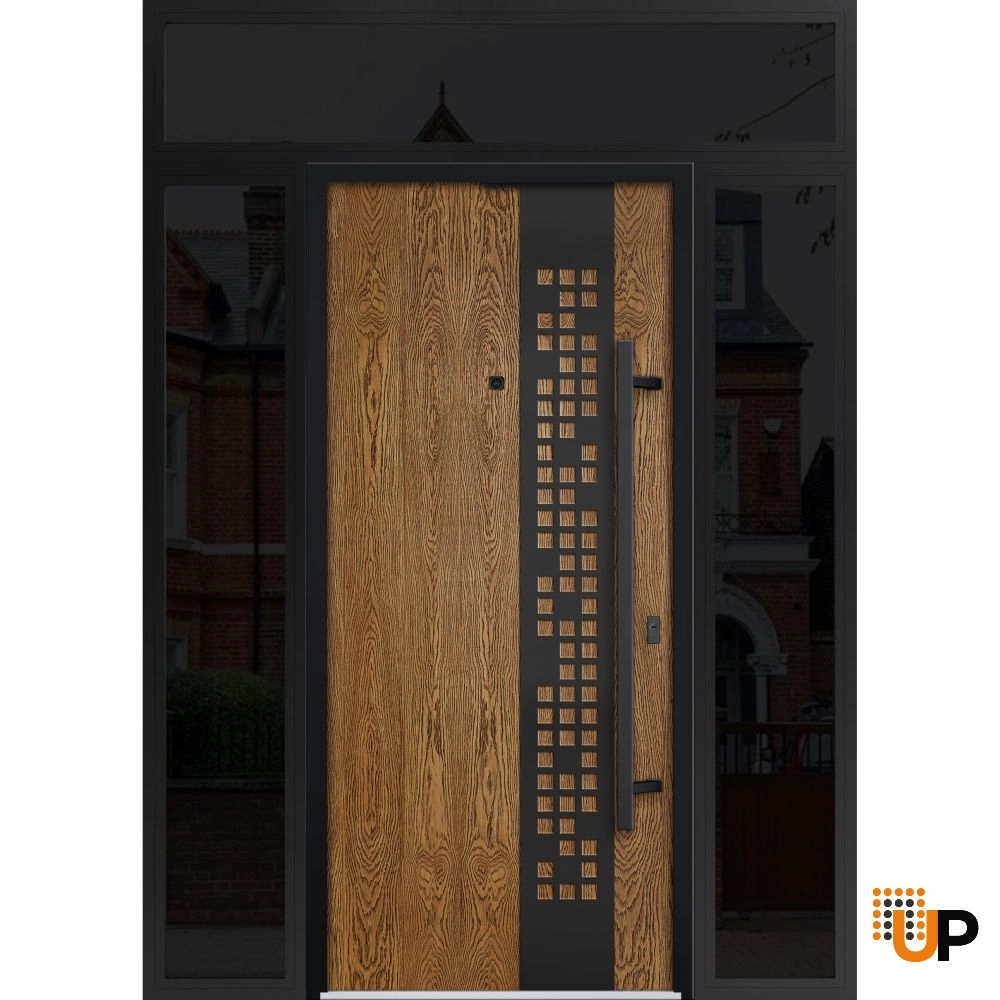 Single swing metal-aluminum modern exterior door | Deux 6678 Oak | 60 x 96 photo#1